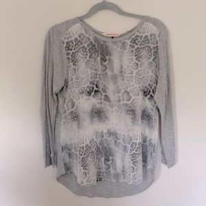 Rebecca Taylor Grey Leopard Silk Front Top Size 4